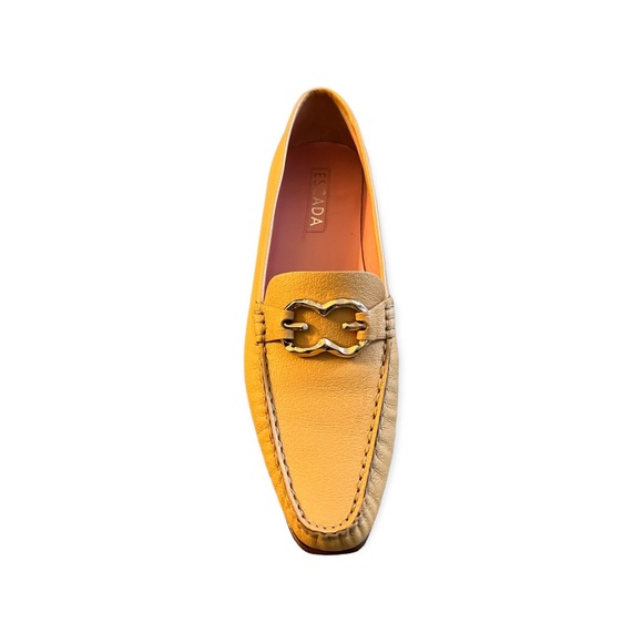 NEW Escada Buttery Yellow Loafers Ornate Gold Buckle Style 27351 Handmade Italy - Picture 3 of 14